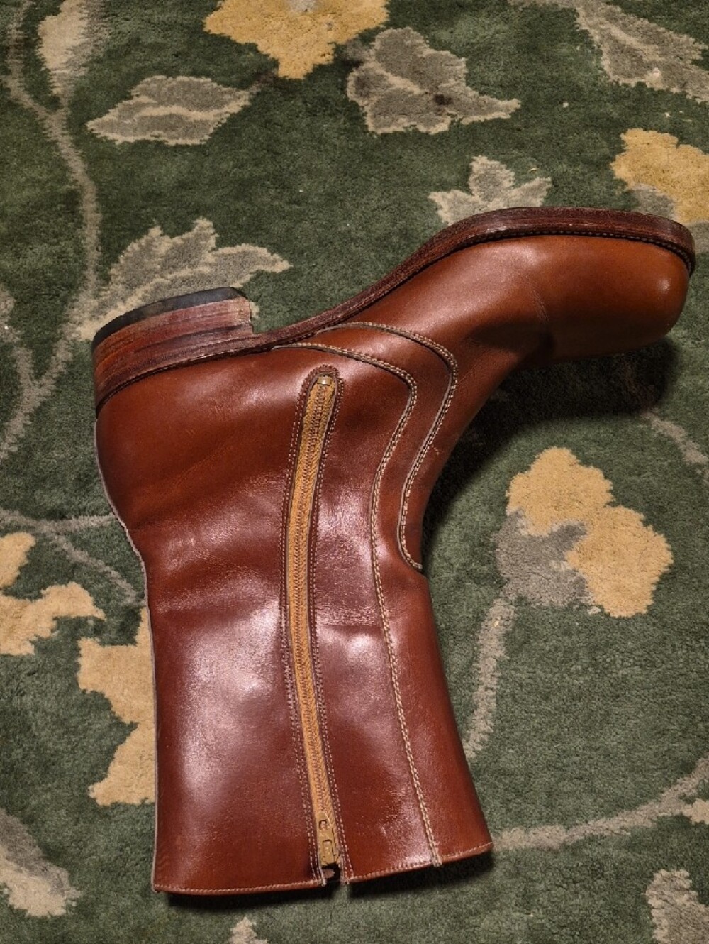 Men's Brown Leather Zip-Front Work Boots - Picture 4 of 15